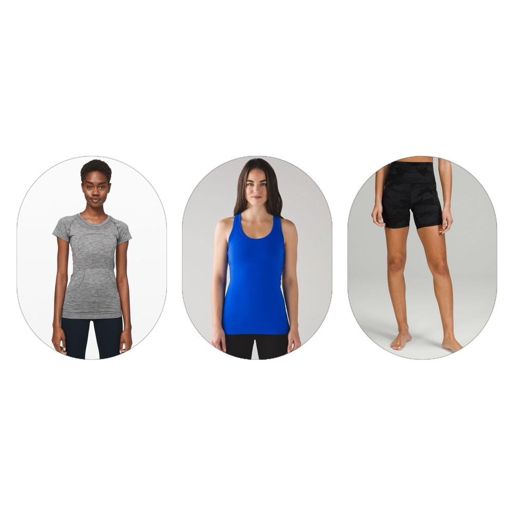3PC- Lululemon Bundle Swiftly Shirt, Cool Racerback Tank, Bike Short Size 2